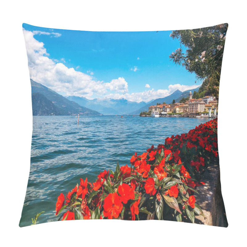 Personality  Spectacular Panoramic Landscape Of Bellagio, One Of The Most Famous And Picturesque Towns In Lombardy, Italy, With Stunning Views Of Lake Como And European Alps. Pillow Covers