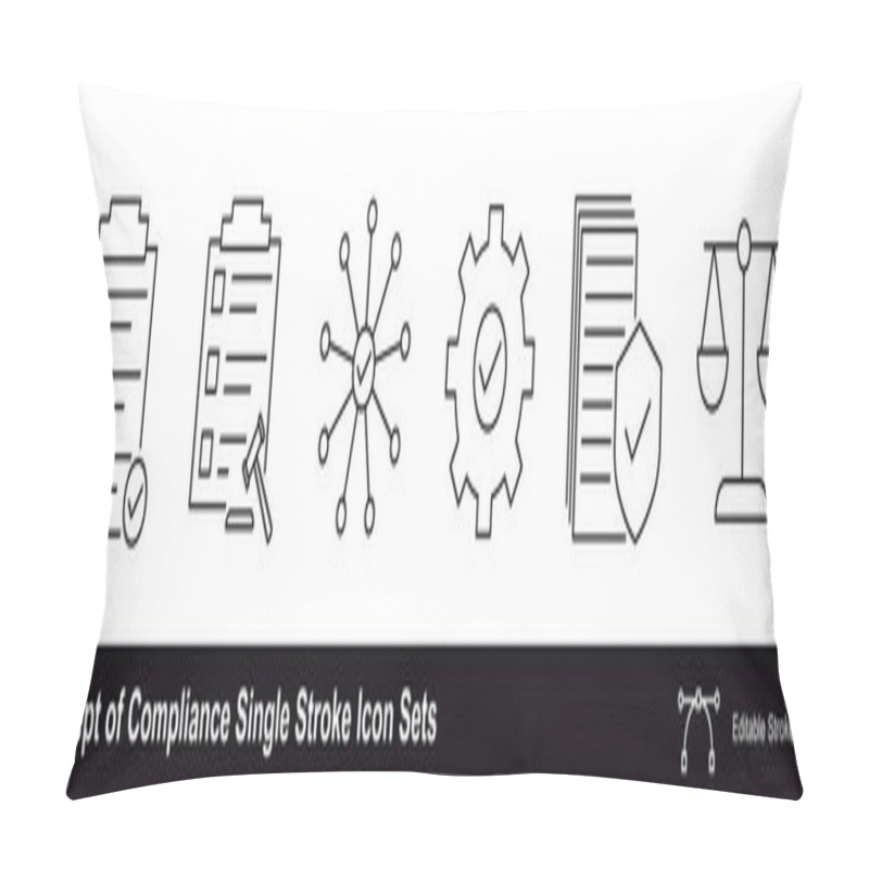 Personality  Concept Of Compliance Security, Specification, Policy, Standard Or Law Vector Single Stroke Icon Pillow Covers