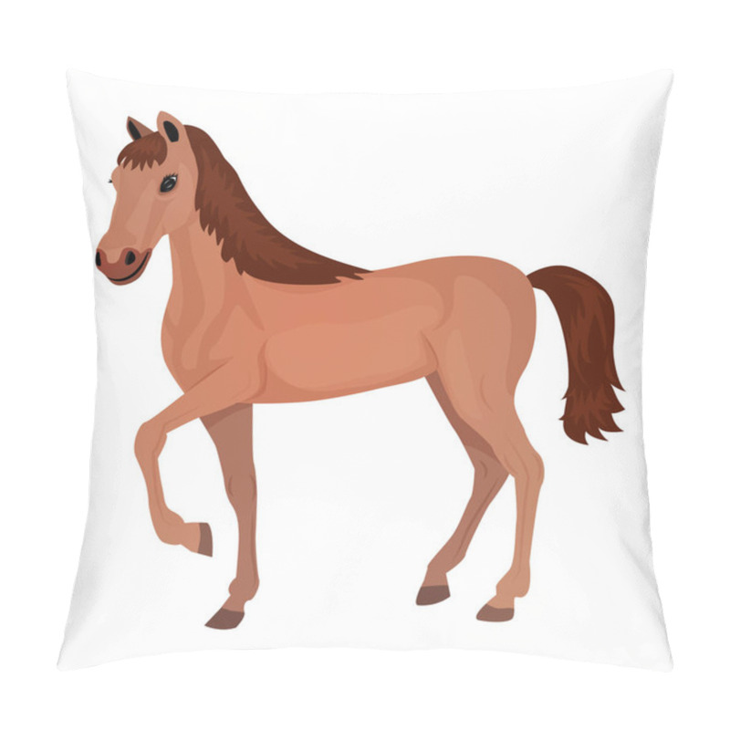 Personality  Cute Cartoon Horse Isolated On A White Background. Vector Illustration. Pillow Covers