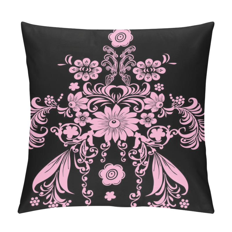 Personality  Pink Symmetrical Pattern On Black Pillow Covers