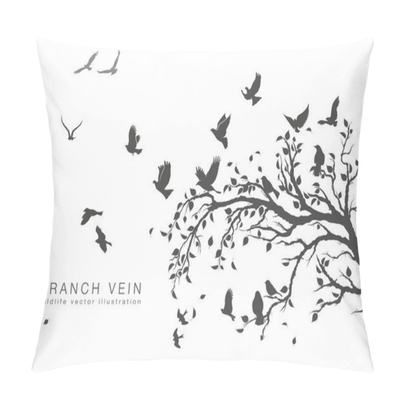 Personality  Figure Set Flock Of Flying Birds On Tree Branches Pillow Covers