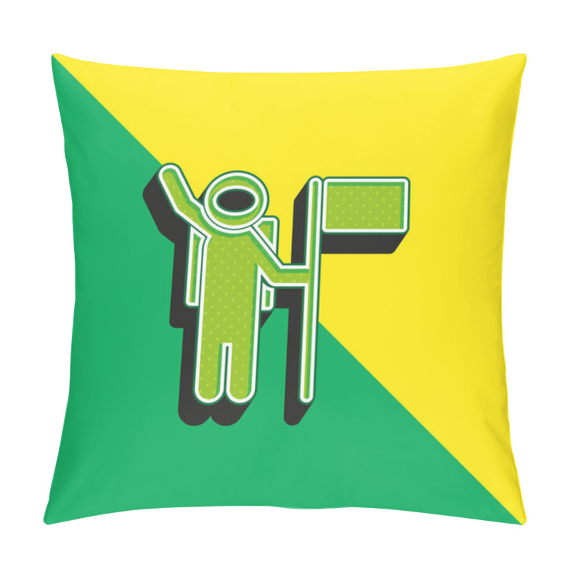 Personality  Astronaut With A Flag Green And Yellow Modern 3d Vector Icon Logo Pillow Covers