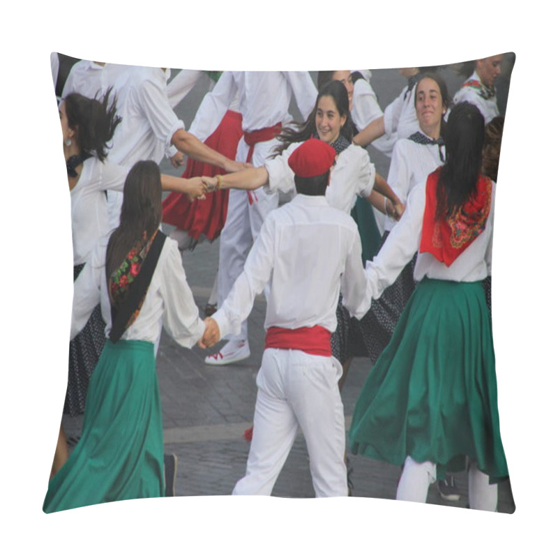 Personality  Traditional Basque Dance In A Folk Festival Pillow Covers