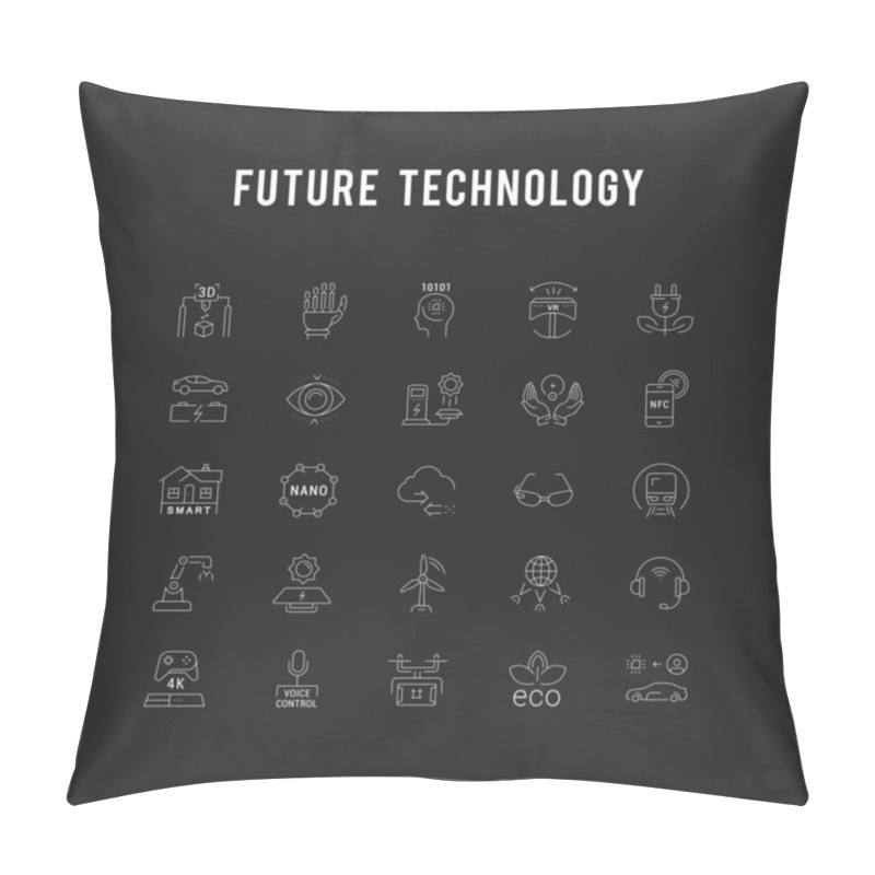 Personality  Set Vector Flat Line Icons Future Technology Pillow Covers