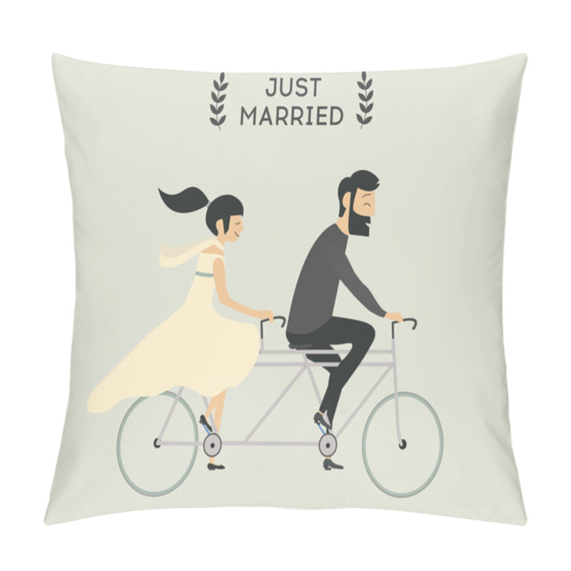 Personality  Wedding Couple On Bicycle  Pillow Covers