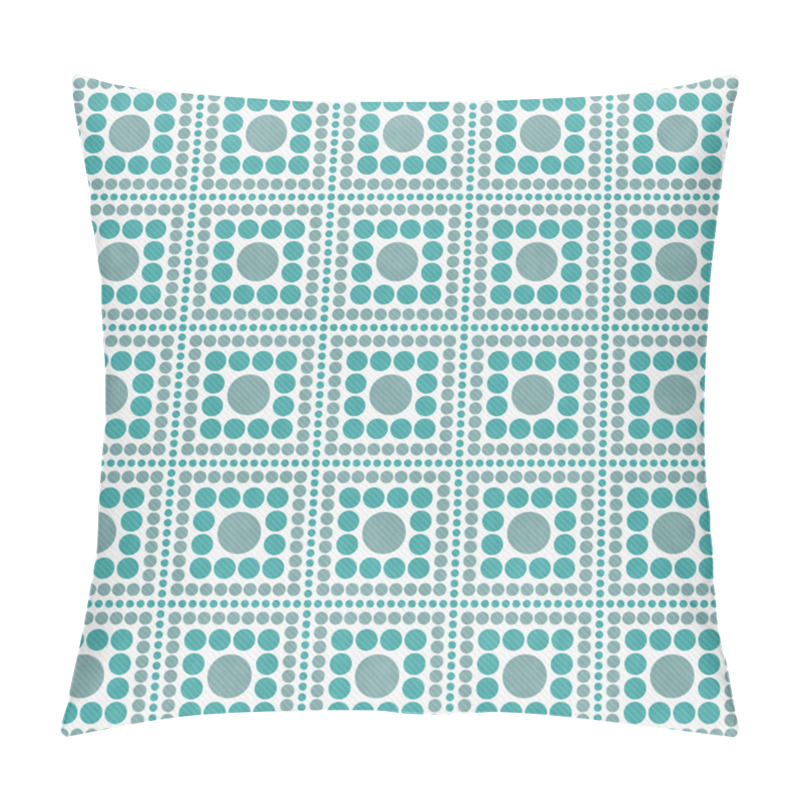 Personality  Teal, Gray And White Polka Dot Square Abstract Design Tile Patte Pillow Covers