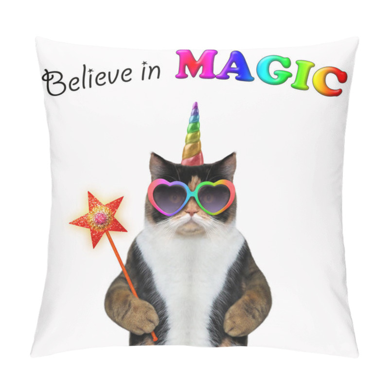 Personality  Cat Unicorn Holds The Magic Wand Pillow Covers