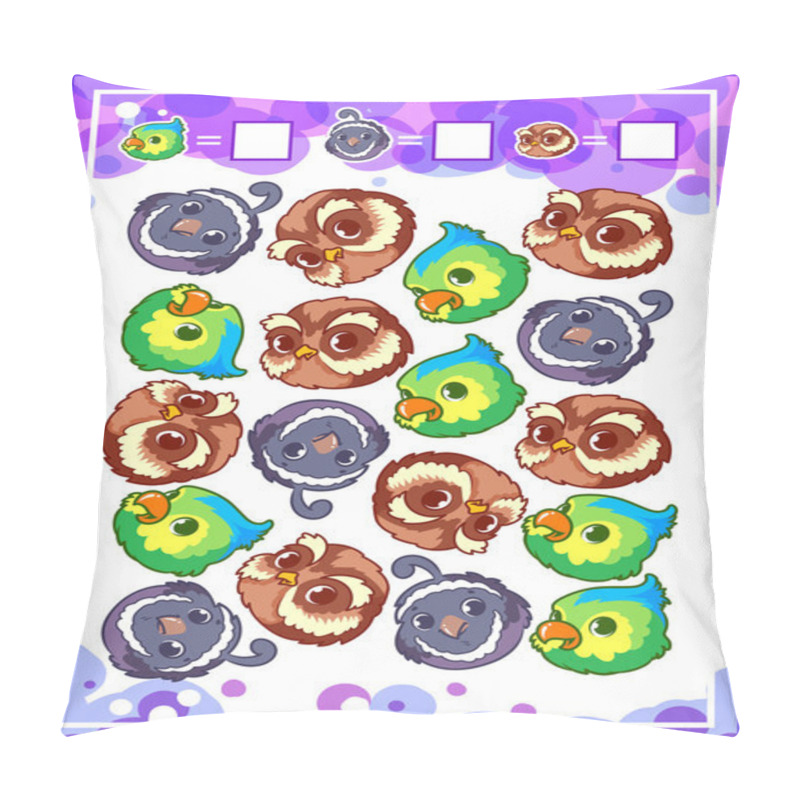 Personality  Education Counting Game For Preschool Kids With Birds. Pillow Covers