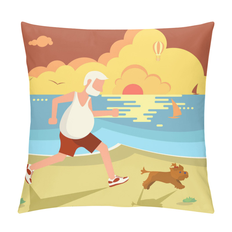 Personality  Man Jogging With Dog Pillow Covers