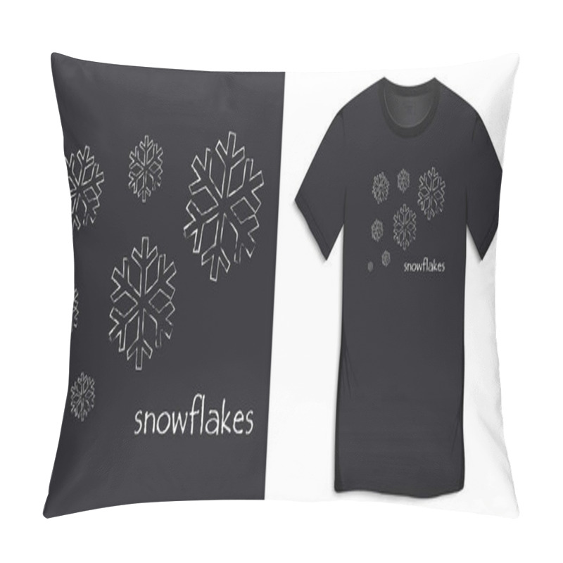 Personality  Snowflakes Chalk Pattern, Christmas Motif Image, Graphic Design For T-shirts Vector Pillow Covers