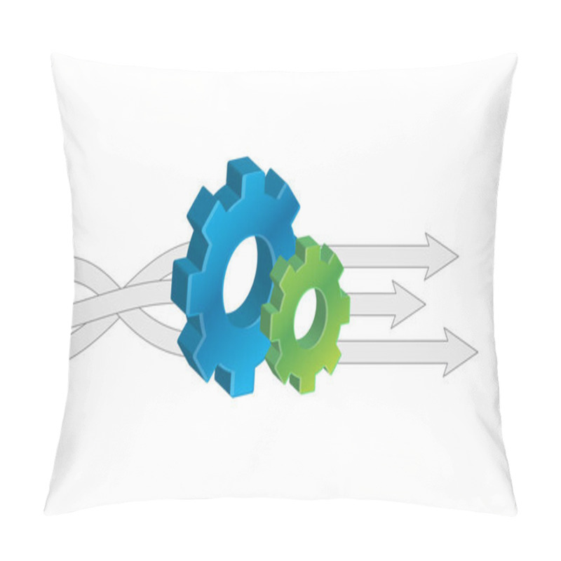 Personality  Input Output Gears Sign Vector Illustration. Isolated Over A White Background Pillow Covers