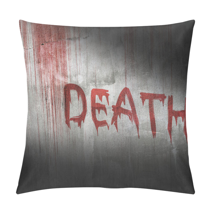 Personality  Blood Text Death On Grunge Stone Wall Pillow Covers