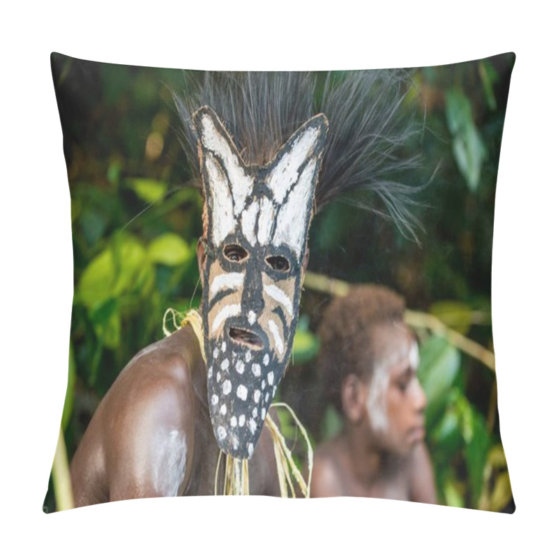 Personality  Headhunter Of A Tribe Of Asmat In Mask Pillow Covers