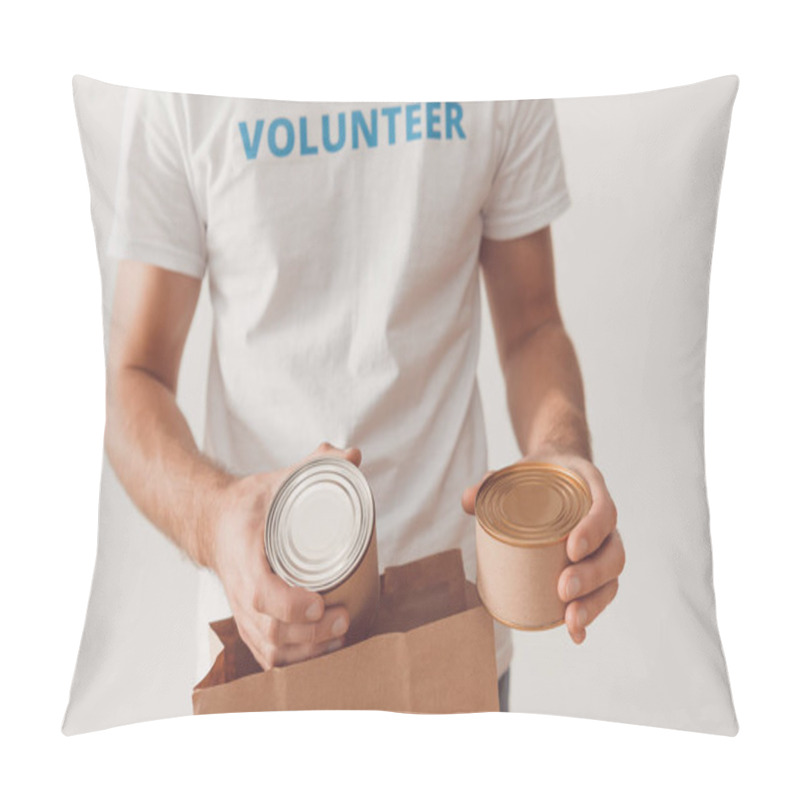 Personality  Volunteer Putting Tin Cans In Paper Bag Pillow Covers