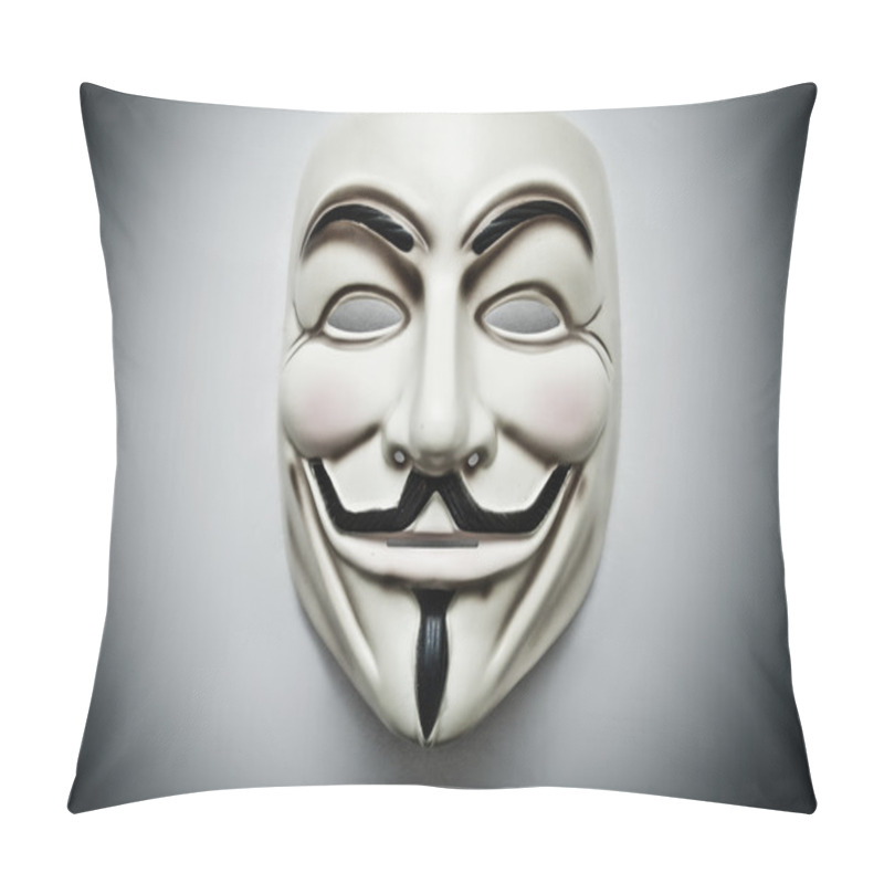 Personality  Paris - France - 18 January 2015 - Vendetta Mask On White Background . This Mask Is A Well-known Symbol For The Online Hacktivist Group Anonymous Pillow Covers