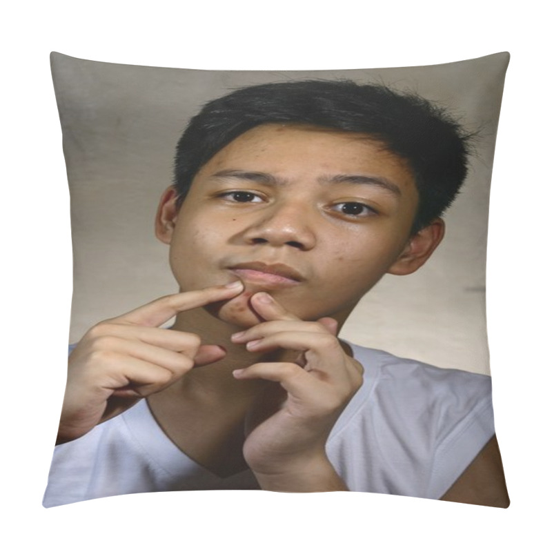 Personality  Teen Age Boy Or Teenager With Pimple Pillow Covers