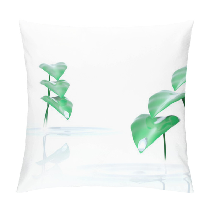 Personality  Drop And Plants On White Background Pillow Covers