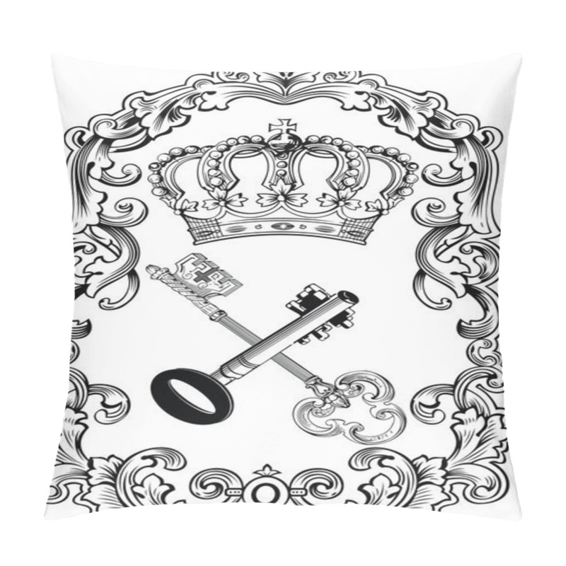 Personality  Royal Frame Crown And Keys Pillow Covers