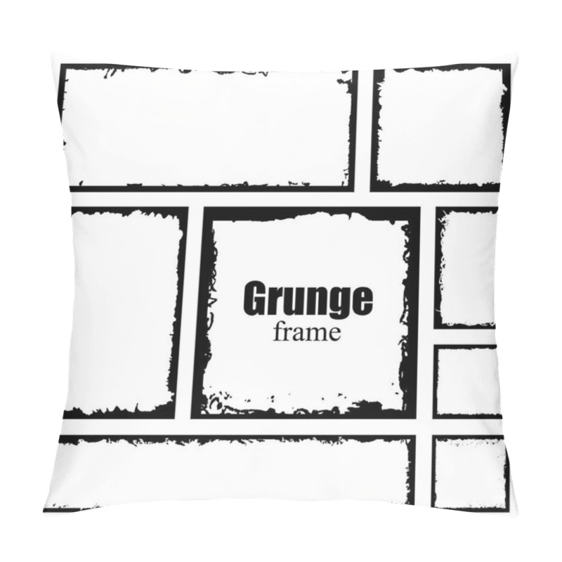 Personality  Set Of Grunge Square Frames. Empty Border Background. Hand Draws Black And White Ink. Distress Damaged Edge Vintage Template. Brush Stroke Vector. Pillow Covers