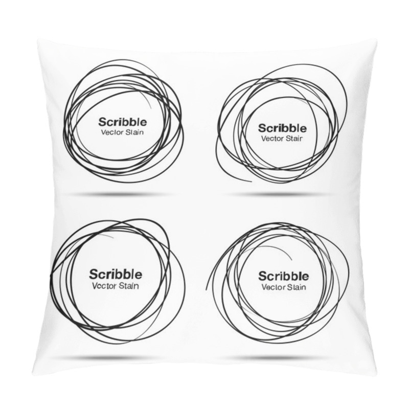 Personality  Set Of Hand Drawn Scribble Circles Pillow Covers