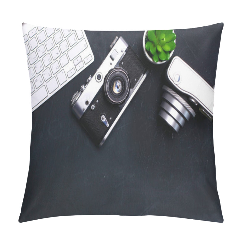 Personality  Top View Of Office Graphic Design Pen Mouse With Laptop Wireless Pillow Covers