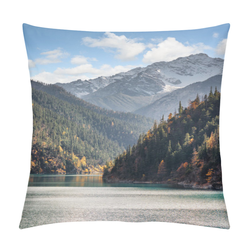 Personality  Beautiful View Of Snow-capped Mountains On Blue Sky Background Pillow Covers