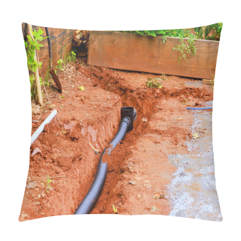 Personality  An Open Trench Is Dug For The Purpose Of Laying Drainage Pipes For Stormwater Pillow Covers