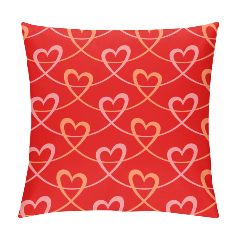 Personality  Seamless Pattern With Hearts Of Pink Ribbons Pillow Covers