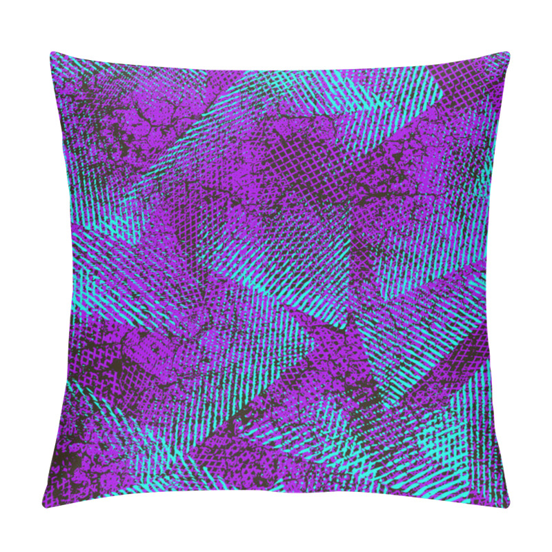 Personality  Abstract Seamless Chaotic Pattern With Urban Geometric Elements. Grunge Neon Texture Background. Wallpaper For Print. Colorful Modern Design. Repeated Backdrop For Fashion, Sport Clothes Pillow Covers