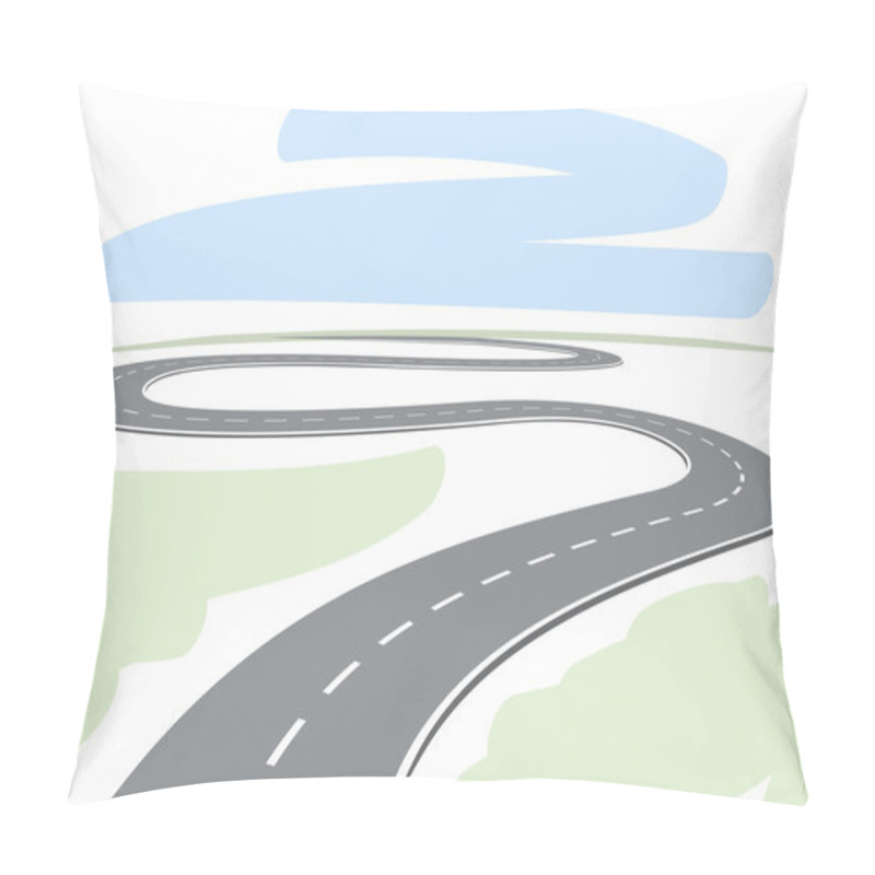 Personality  Abstract Drawing Of Winding Highway Leading To The Horizon Vecto Pillow Covers