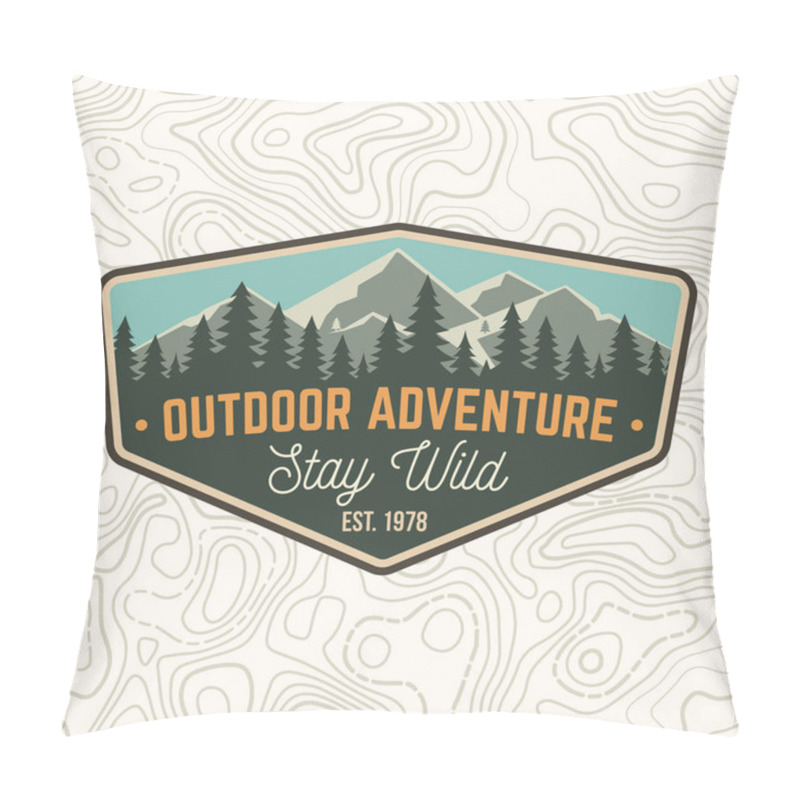 Personality  Stay Wild, Outdoor Adventure Patch. Vector. Concept For Shirt Or Print, Stamp Or Tee. Vintage Typography Design With Mountains And Forest Silhouette. Outdoor Adventure Badge. Pillow Covers