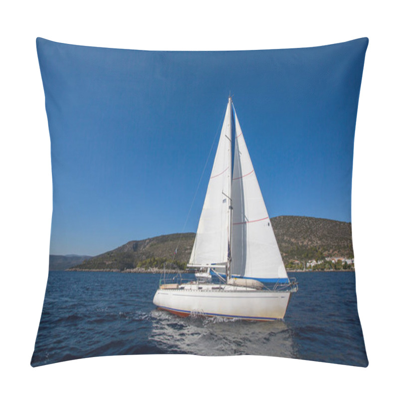 Personality  Sailing Yacht In The Aegean Sea. Luxury Yachts. Pillow Covers