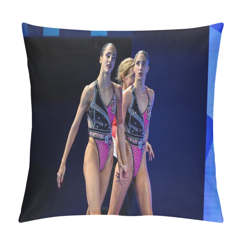 Personality  PARIS, FRANCE - 9 AUGUST, 2024: ALEXANDRI Anna-Maria, ALEXANDRI Eirini-Marina, The Artistic Swimming, Duet, Technical Routine, Artistic Swimming, Duet, Technical Routine, The Paris 2024 Olympic Games At Aquatics Centre Pillow Covers