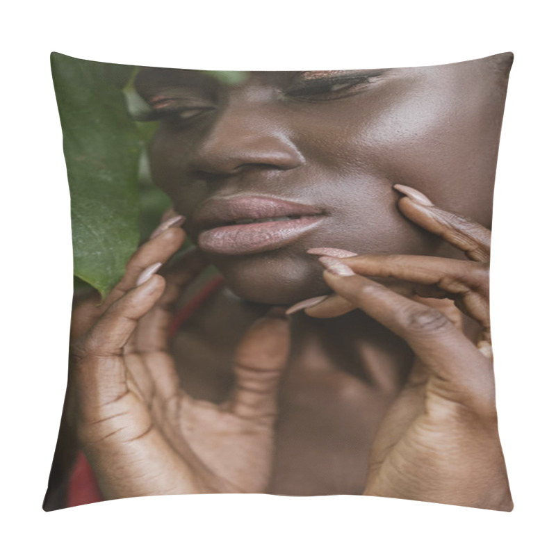 Personality  Close Up Of Attractive African American Girl With Glitter Eyeshadow   Pillow Covers