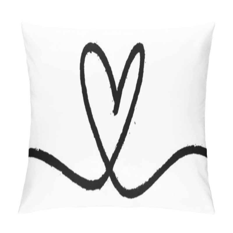 Personality  A Textured Black Heart Drawn With Bold Strokes And Flowing Lines. A Unique Vector Illustration For Creative Projects. Pillow Covers