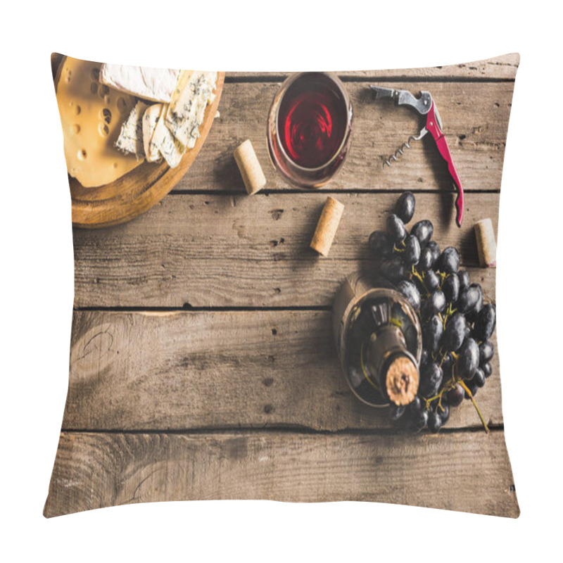 Personality  Wine With Cheese And Grapes Pillow Covers