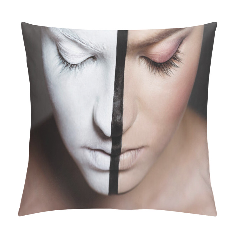 Personality  Girl With Bodyart On Face Pillow Covers