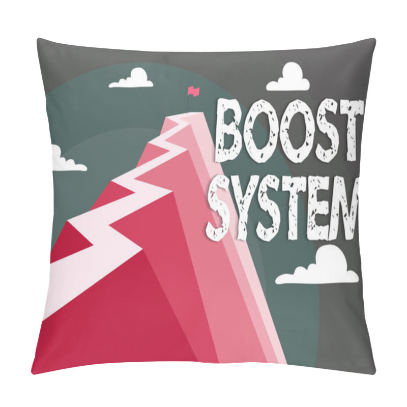 Personality  Inspiration Showing Sign Boost System. Word For Rejuvenate Upgrade Strengthen Be Healthier Holistic Approach Mountain Showing High Road Symbolizing Reaching Goals Successfully. Pillow Covers