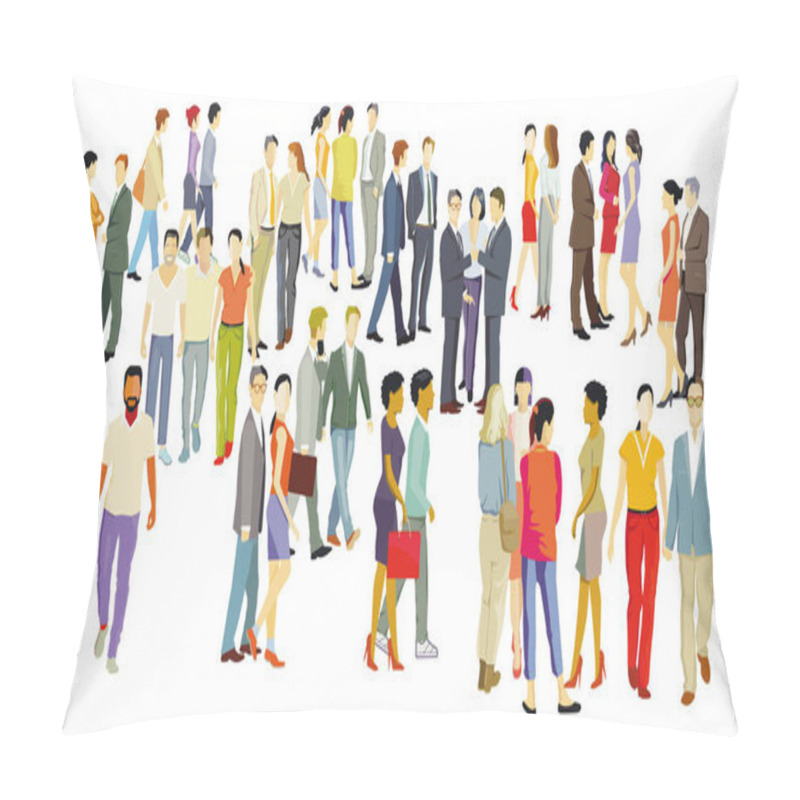 Personality  A Large Group Of People Together, Isolated On White Background. Illustration Pillow Covers