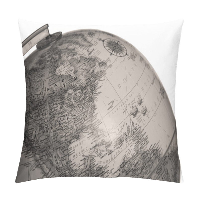 Personality  Black And White Image Of The Globe Pillow Covers