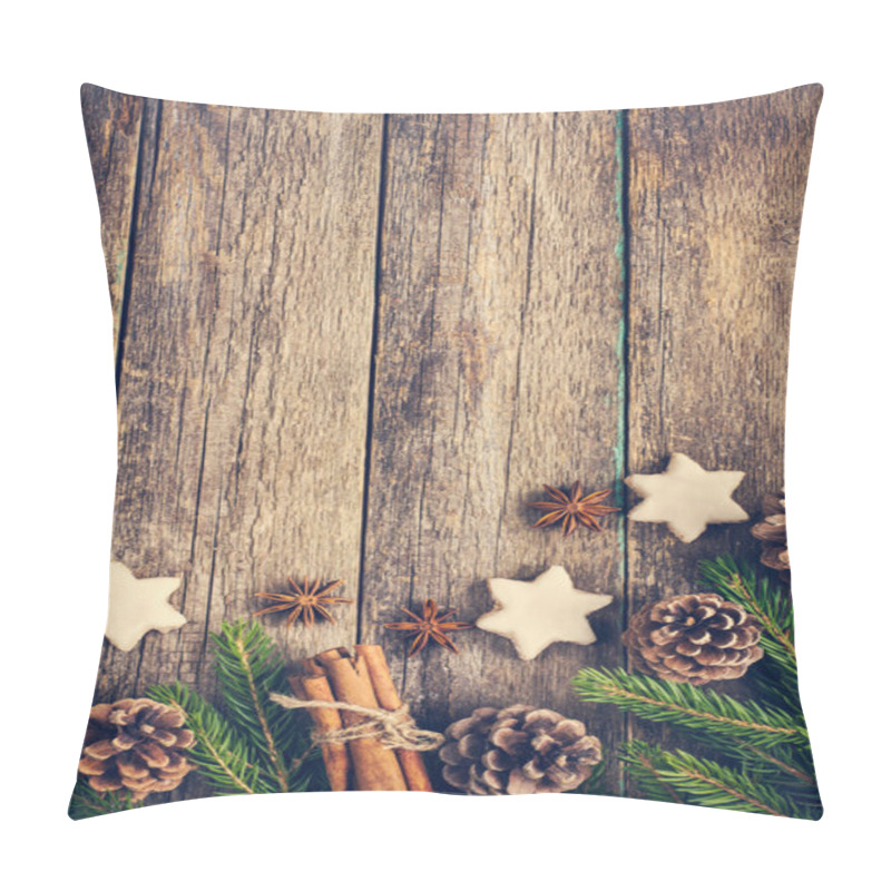 Personality  Christmas Background With Fir Branches, Pine Cones, Christmas Co Pillow Covers