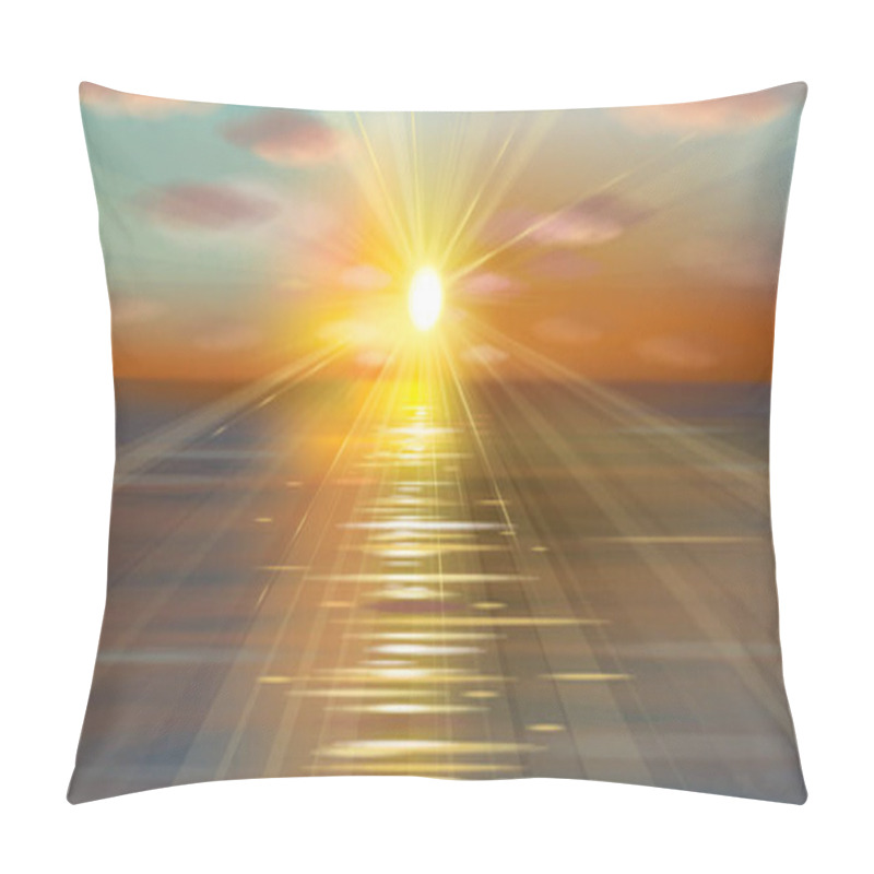 Personality  Beautiful Seascape With Sunset Pillow Covers