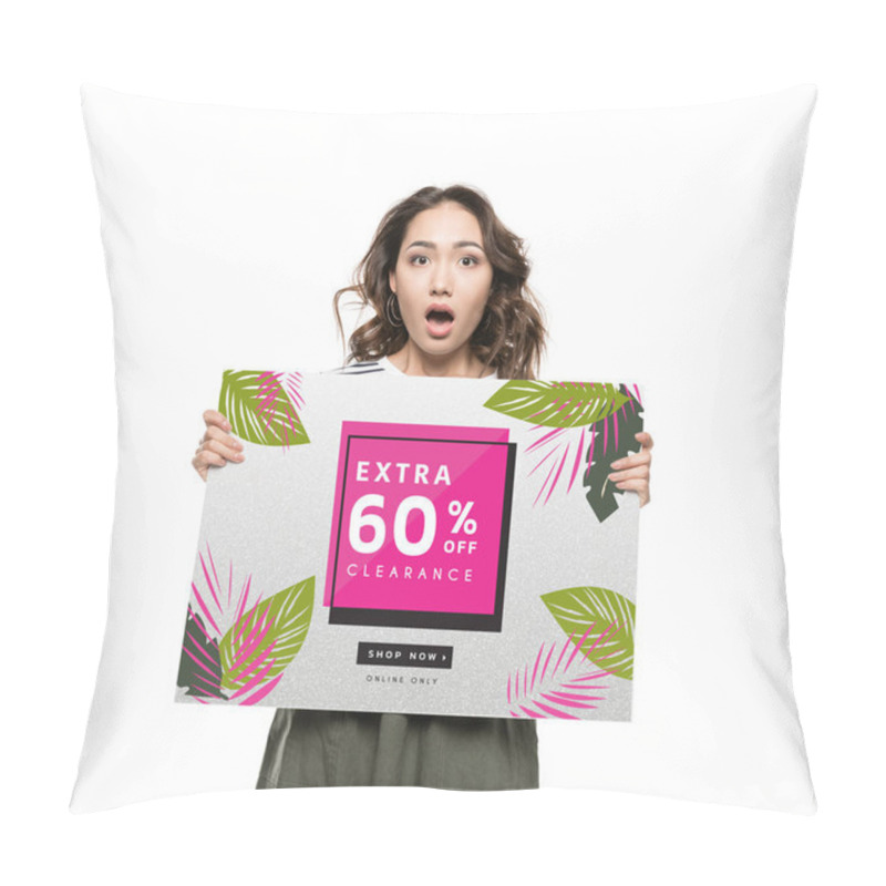 Personality  Woman Holding Sale Banner  Pillow Covers