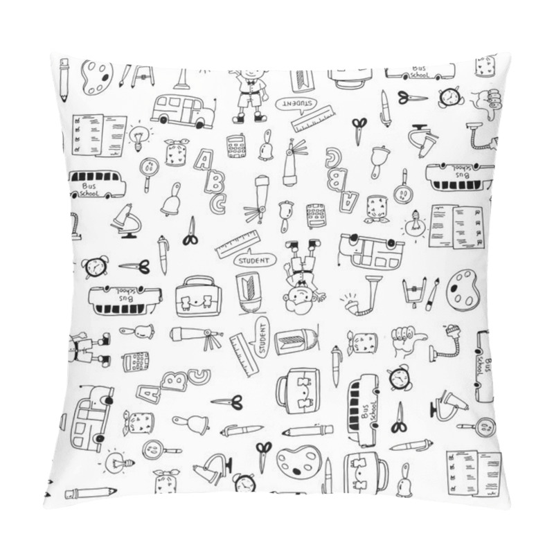 Personality  Flat Hand Draw Education Tools Doodle Pillow Covers