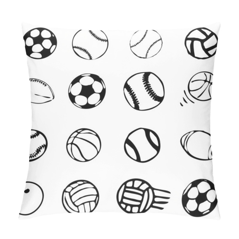 Personality  Vector Sport Ball Set Comic Cartoon Illustration Pillow Covers