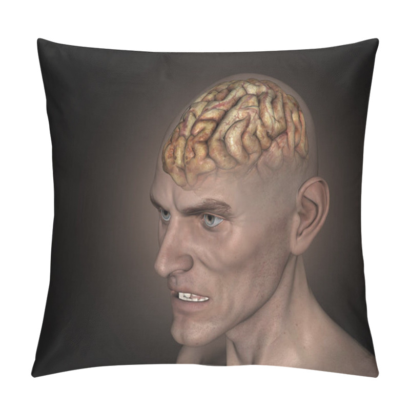 Personality  3D Render Of An Old Man With Diseased Brain Pillow Covers