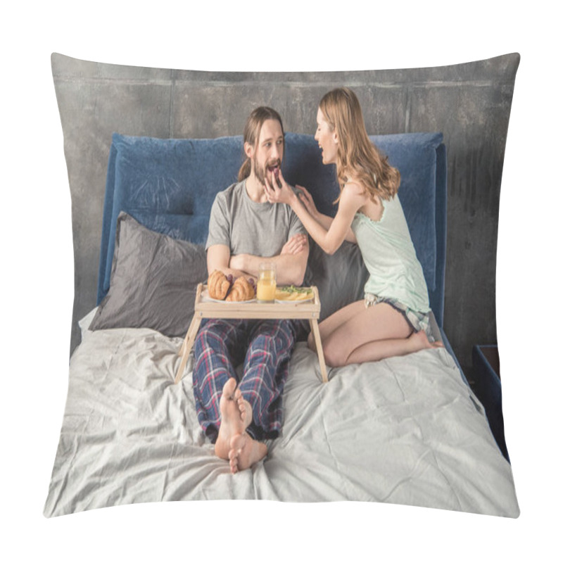 Personality  Couple Has Breakfast In Bed Pillow Covers