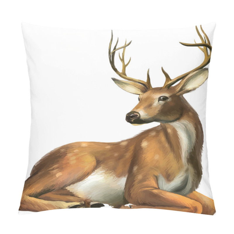 Personality  Beautiful Deer With Big Horns Pillow Covers