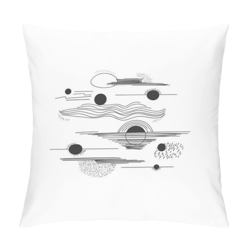 Personality  Abstraction With Vertical Lines. Black And White Graphics Harmoniously Combine With Warm Accents. Pillow Covers