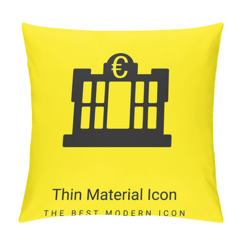 Personality  Bank Building Of Euros Minimal Bright Yellow Material Icon Pillow Covers